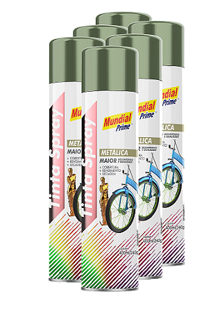 Tinta spray metálico verde 400ml mundial prime fardo c/6