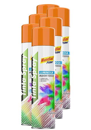 Tinta spray luminoso laranja 400ml mundial prime FARDO C/6