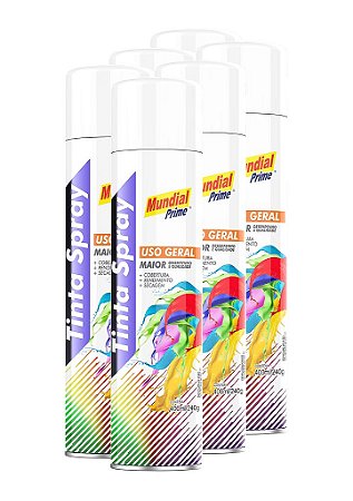 Tinta spray 400ml mundial prime ug branco fosco fardo c/ 06un