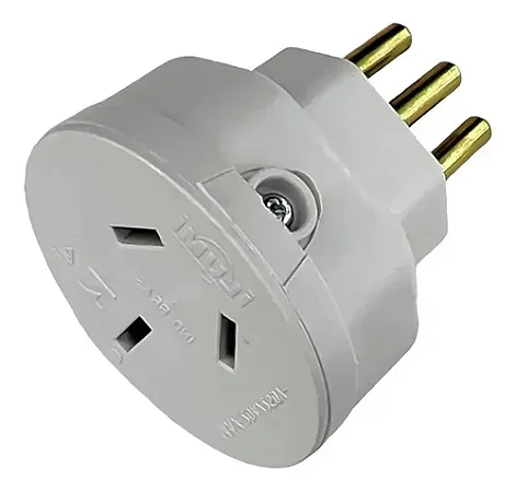 Pino Adaptador (Entrada =3 Redondo/Saida =3 Chato) Ilumi 20A Cinza