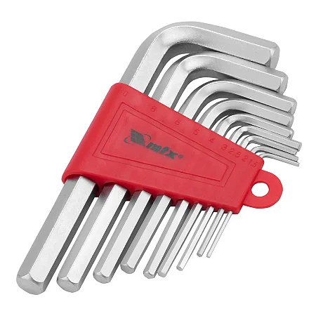 Jogo de chave allen MTX curta acabamento acetinado, cromado VANADIO, 1,5-10MM, 9PCS //