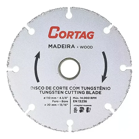 Disco Tungstenio Marmore Madeira Prego 61346 Cortag 110x20mm