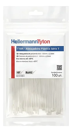 Abraçadeira T30R natural UV  hellermann PACOTE C/100