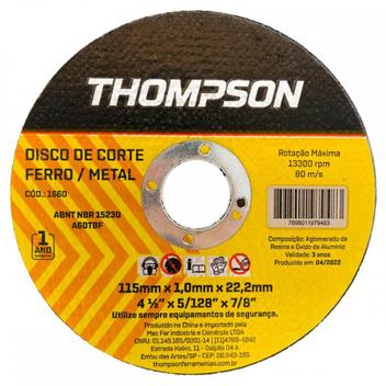 Disco de corte THOMPSON 4.1/2" ferro 1660 PACOTE C/10