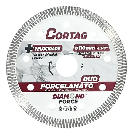Disco de corte cortag Diamantado Porcelanato DUO 110 mm