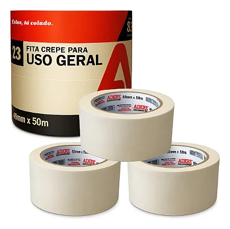 Fita crepe ADERE uso geral bege 45mmx50m PACOTE C/3