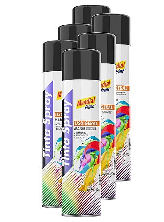 Tinta spray preto brilhante 400ml mundial ug prime FARDO C/6