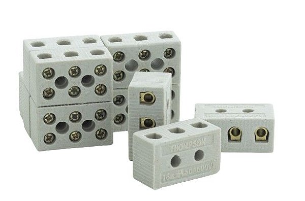 Conector THOMPSON de porcelana 10mm tripolar 1408 pacote c/10