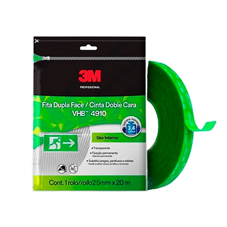 3M, VHB, Fita Dupla-Face, Adesivo Transferível, 4910, 19 mm x 20m