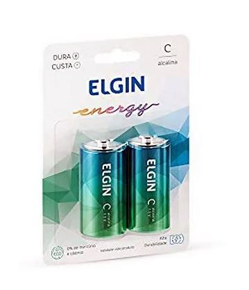 Pilha alcalina c com 2 unidades elgin