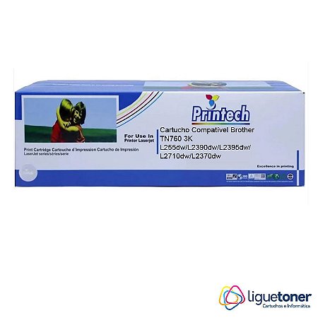 Cartucho de Toner Compatível BROTHER TN760 L2550dw L2370dw L2390dw L2395dw L2710dw 3K Printech