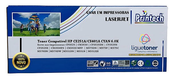 Cartucho de Toner Compatível CE251A CE401A CYAN 6.0K Printech