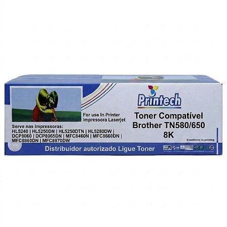 Cartucho de Toner Compatível BROTHER TN550 / TN580 / TN620 / TN650 8K Printech**