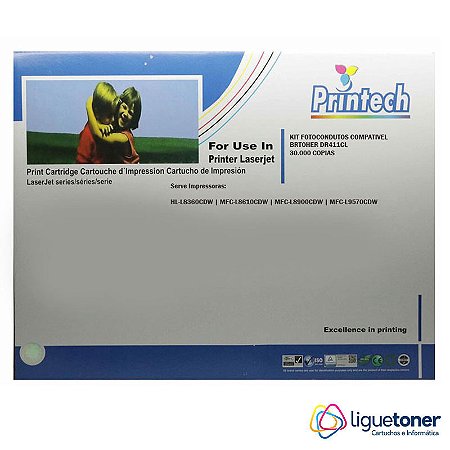 Kit Fotocondutor Compatível BROTHER DR411CL 30K Printech