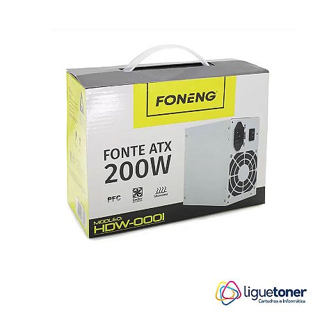 Fonte ATX 200W para PC Bivolt com Cabo de Alimentação Foneng - HDW-0001