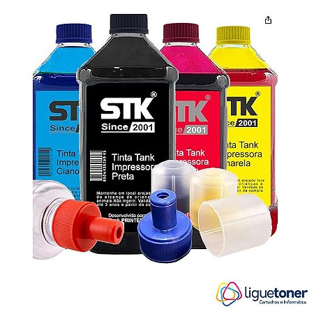Kit Tinta corante para impressora Epson T504 / T544 com bico dosador STK