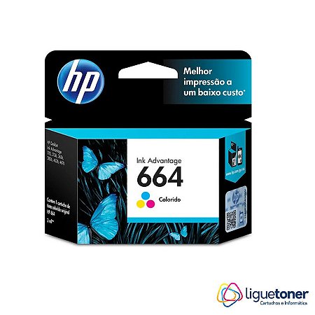 Cartucho de Tinta HP Original 664xl 2ML Color F6V28AB