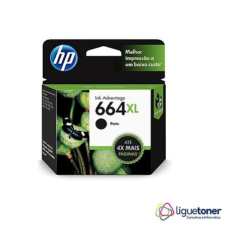 Cartucho de Tinta HP Original 664xl 8,5ML Preto F6V31AB