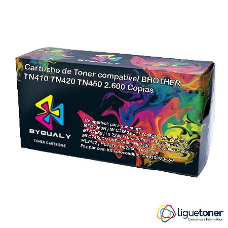 Cartucho de Toner Compativel Brother TN410 TN420 TN450 2.6K Byqualy