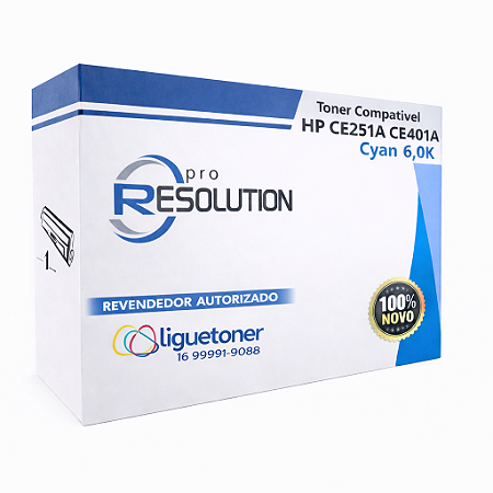 Toner Compatível CE251A CE401A CYAN 6.0K Pro Resolution