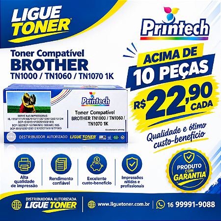 Cartucho de Toner Compativel Brother TN1000 / TN1060 / TN1070 1K Printech