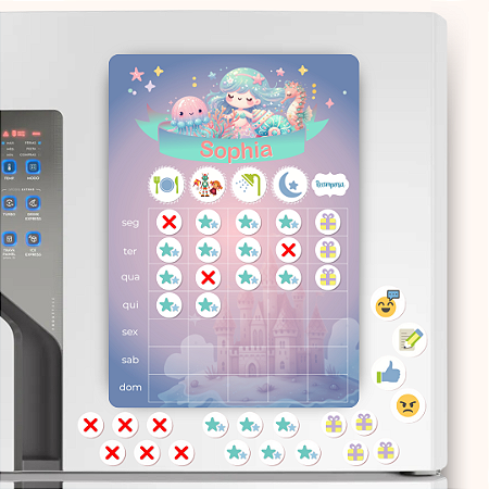 Quadro de Incentivo Magnético Personalizado - Sereia