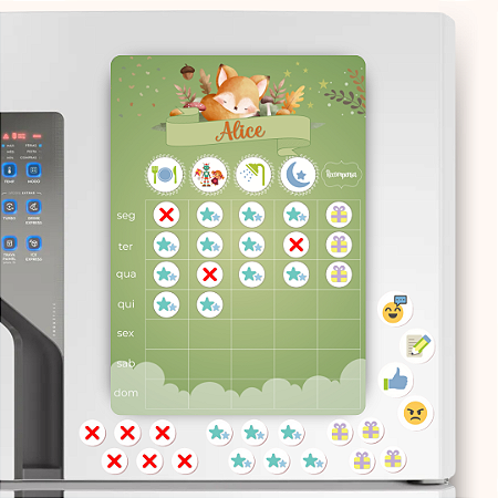 Quadro de Incentivo Magnético Personalizado - Raposinha