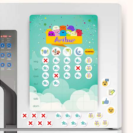 Quadro de Incentivo Magnético Personalizado - Monstrinhos
