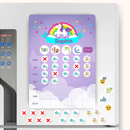 Quadro de Incentivo Magnético Personalizado - Unicórnio