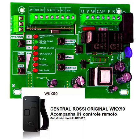 Central Placa Rossi WKX90 Modelo Novo da KX30FS com 01 Controle Remoto