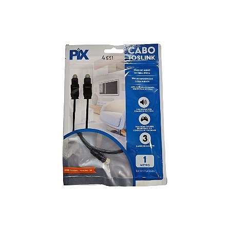 Cabo Toslink 1M Preto Pix