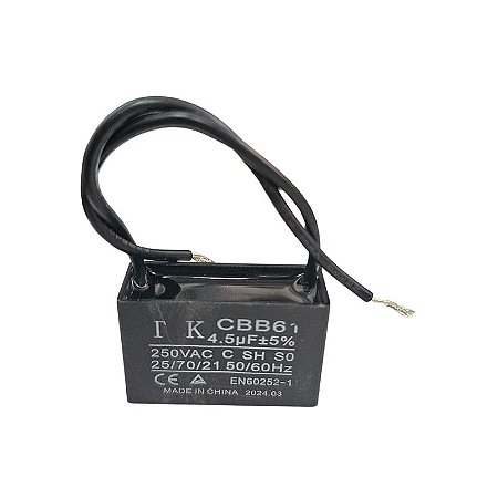 Capacitor de Ventilador 4,5uF x 250Vac Fio CBB61 TK