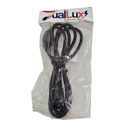 Cabo de Força Notebook 3x0,75MM² 500V 180G 10A 1,5M 3 Pinos Preto Duallux