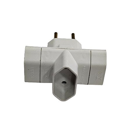 Adaptador Tomada Tipo T Benjamin 3 Entradas 2 Pinos 10A 250V