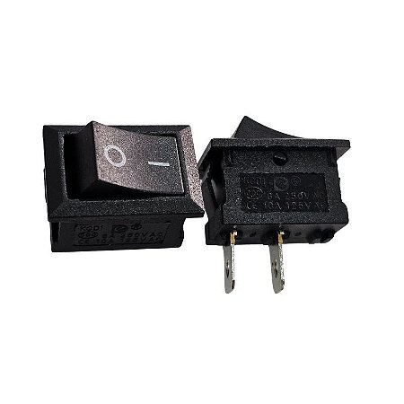 Chave Gangorra KCD1-101 2 Terminais 6A 250V - 10A 125V Preta