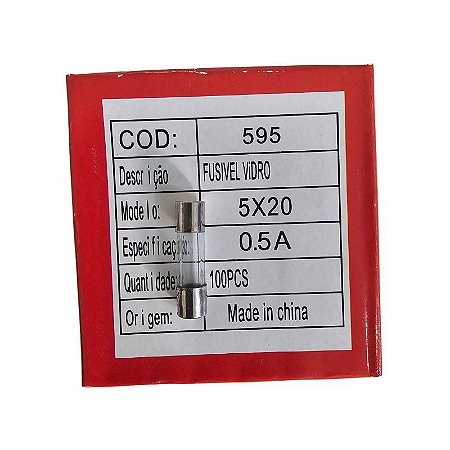 Fusível 500Ma = 0,5A 250V Pequeno 5X20 Vidro Cx 100pçs