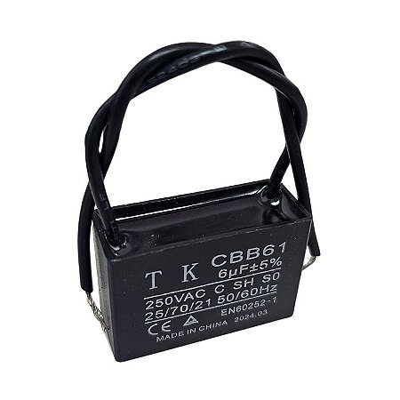 Capacitor Polipropileno 6uF x 250Vac Fio CBB61 TK