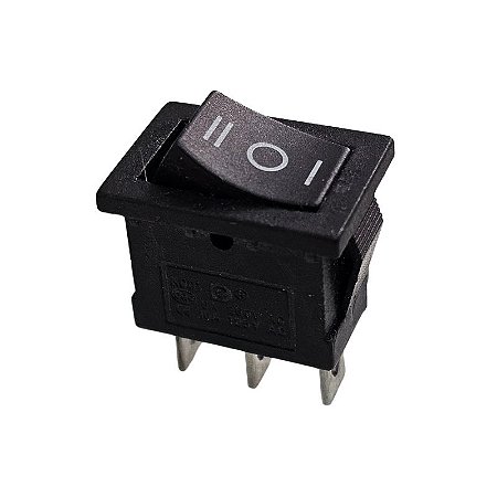Chave Gangorra KCD1-103 6A 250V 10A 125V 3 Posições Preta 3 Terminais