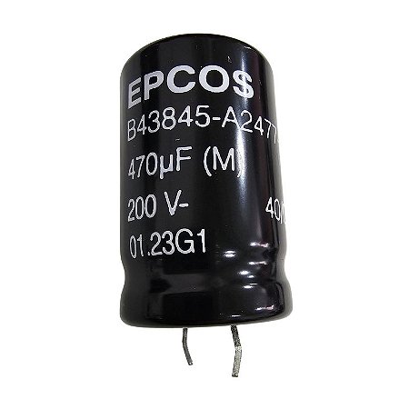 Capacitor Eletrolítico 470uF x 200V RD 85º Snapin 22DX35A Epcos