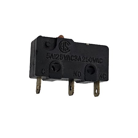 Chave Micro Switch 3 Terminais 5A 125Vac 3A 250Vac Preta Csa