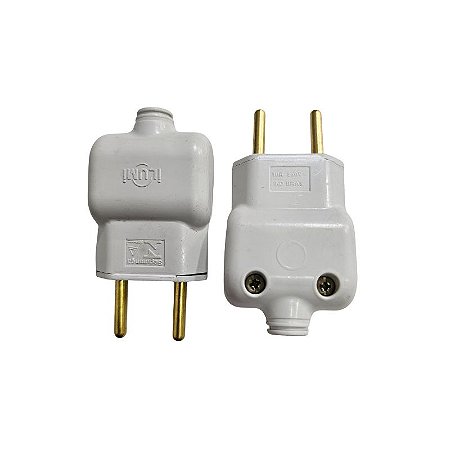 Tomada Macho 2 Pinos 10A 250V Branco Ilumi
