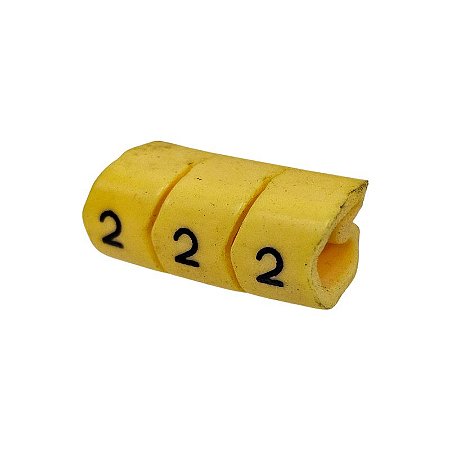 Anilha Identificadora Marcador de Cabos Furo 4Mm Número 2 Amarelo