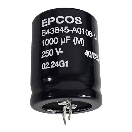 Capacitor Eletrolítico 1000uF x 250V 85º Snapin Epcos B43845-A0108-M