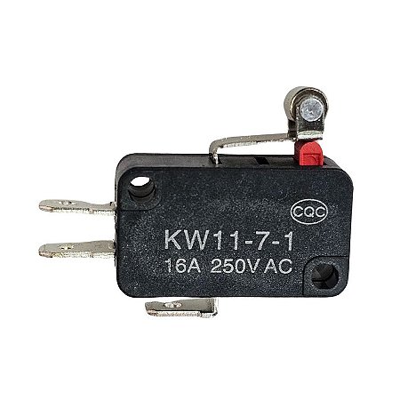 Chave Micro Switch KW11-7-1 3 Terminais Haste 14mm Com Roldana 16A 250V Preta