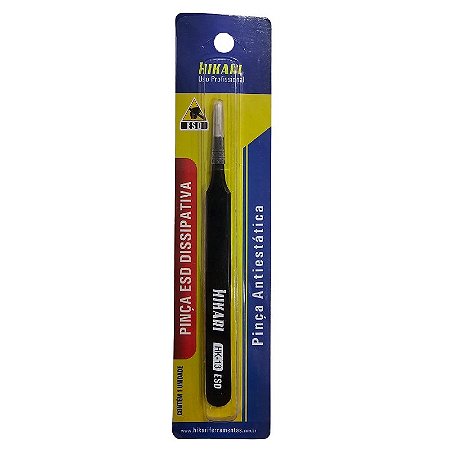 Pinça Antí-Estática Preta Inox Hikari HK-13 Esd