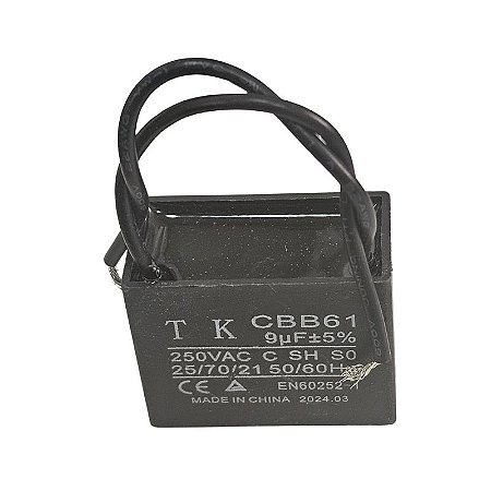 Capacitor de Ventilador 9uF x 250Vac Fio CBB61 TK