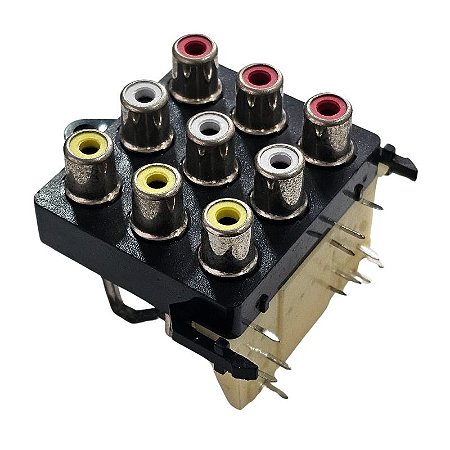 Borne Rca 9 Vias Com Conector Para Placa
