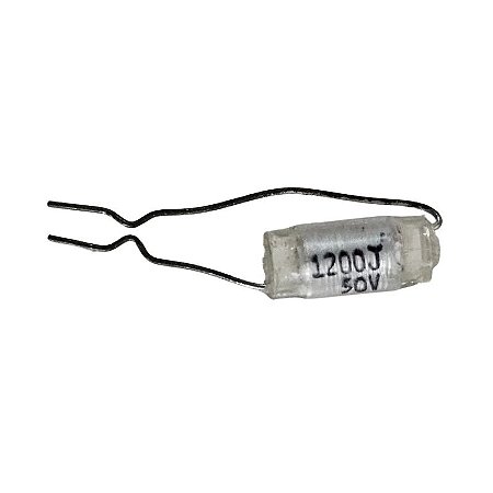Capacitor Poliéster 1K2 x 50V Axial Pré Formado = 1200J - Ponto da Eletrônica