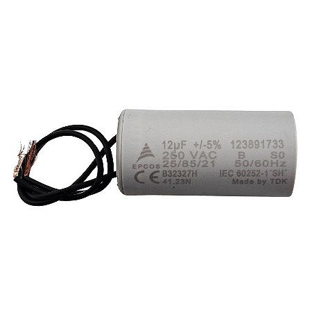 Capacitor Polipropileno 12uF x 250Vac 50/60Hz Plástico Fio Epcos