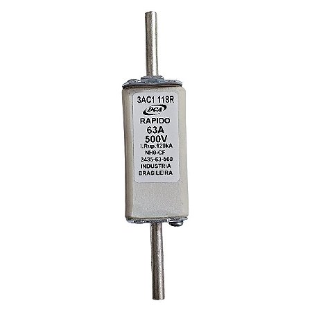 Fusível 63A 500V 120KA NH0-CF 2435-63-500 Rápido Dca